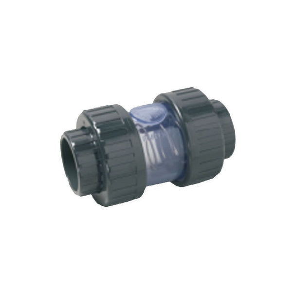 Female collar spring check valve with sight glass