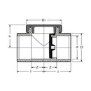 Válvula de retención cuello hembra Clapeta con mirilla