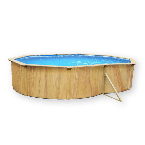 Wood visual oval steel pool 7.30 x 3.60 x 1.20 m